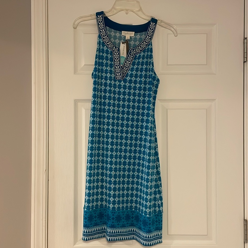 Embroidered Trim Knit Dress